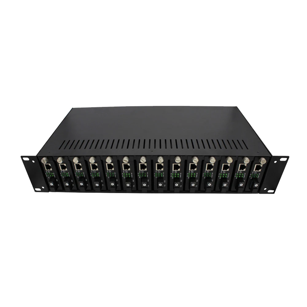 2U 19 '' Chassi de montagem em rack 14 slots Conversor Ethernet sobre ...