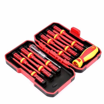 Kit di strumenti di riparazione per elettricisti Set di cacciaviti isolati intercambiabili da 13 pezzi 1000 V con punte magnetiche a taglio 1