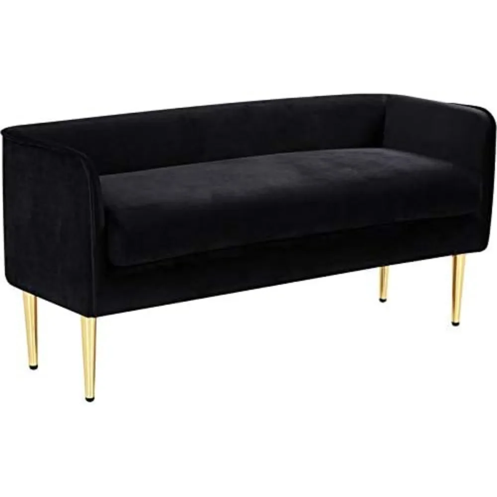 

Meridian Furniture Audrey Collection Modern | Contemporary Velvet Upholstered Bench with Sturdy Metal Legs in Gold Finish