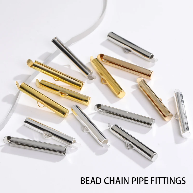 

50Pcs/Lot 25mm Gold Bead Chain Tube Clasp for Chain Necklace Bracelet Connectors Jewelry Making For DIY Accessories Production