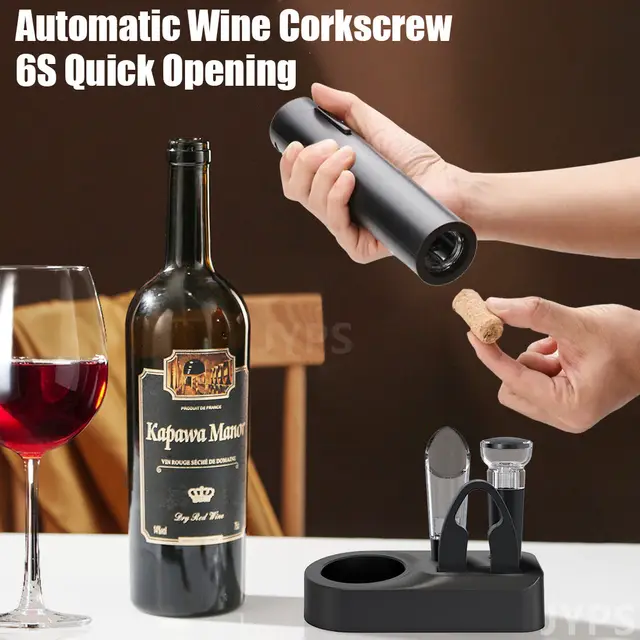 EZBASICS Abrebotellas de vino eléctrico, juego automático de abridor de  botellas de vino con cortador de papel de aluminio, tapón al vacío y  aireador