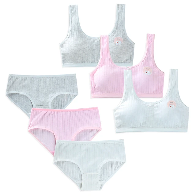 Girls' Bra Underwear Set Cotton Tank Top Children's Bra Summer Breathable  and Comfortable Girls' Underwear Set