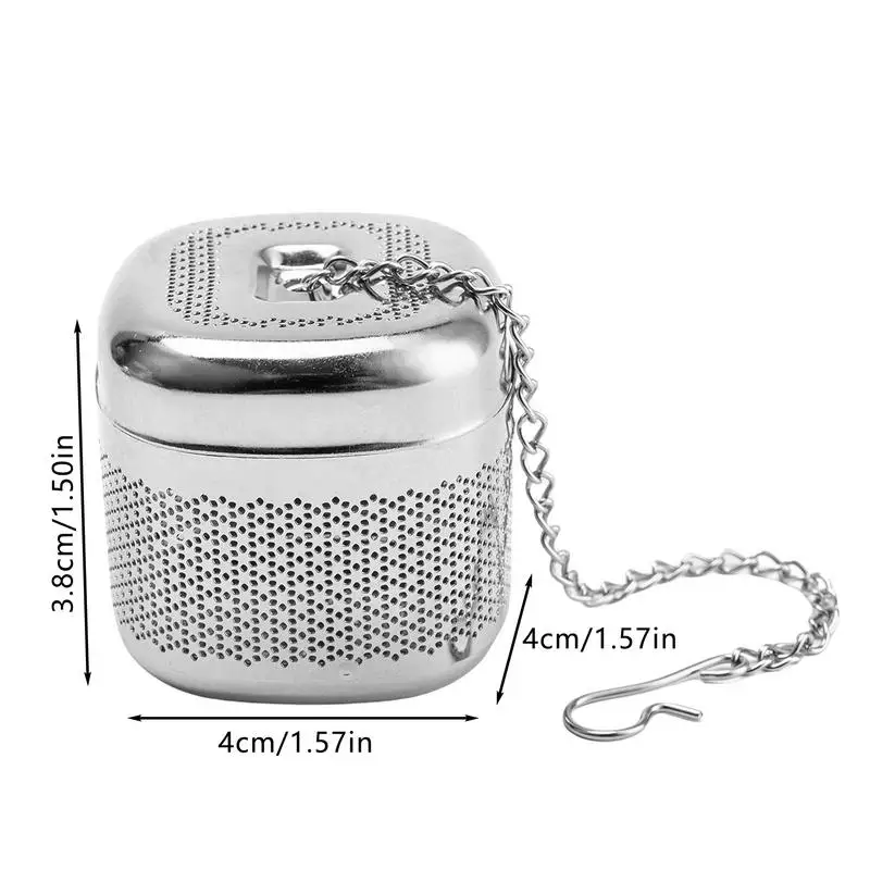 Tea Infuser Tea Filter Square Shape Fine Mesh Retractable Chain Design for Loose Strainers
