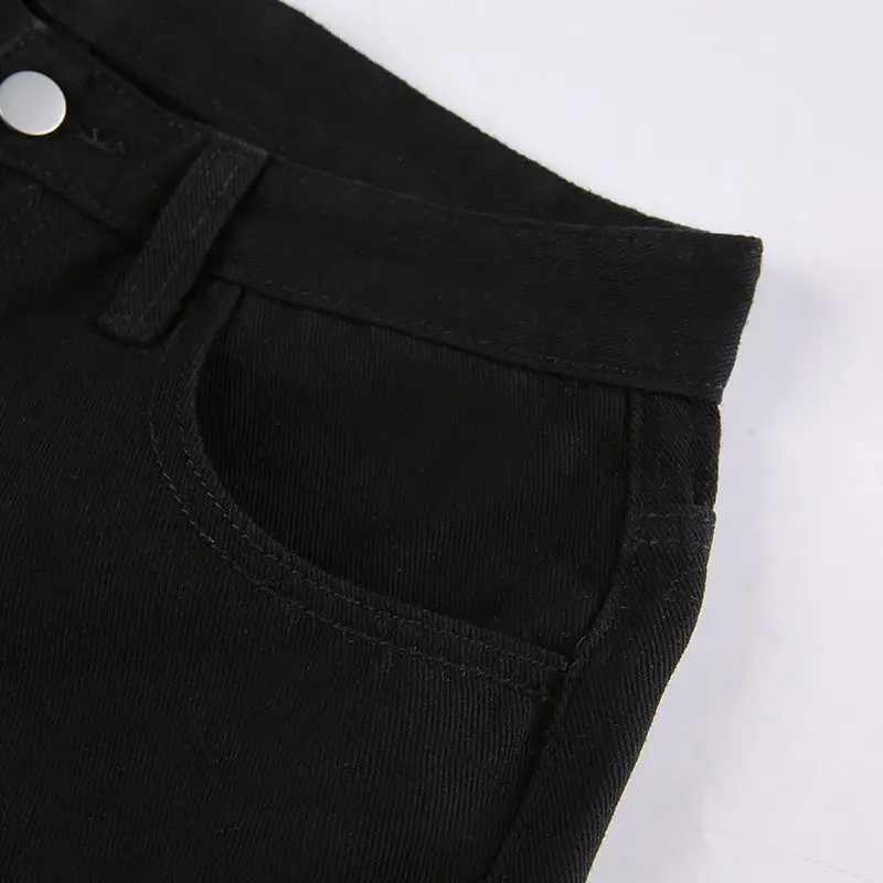 Calças de Brim Total em Linha Femininas Estilo Escuro Cintura Alta Comprimento Reta Cobra Padrão Calças 2022 Primavera Streetwear Senhoras Jeans Moda 14 alta comprimento total em linha reta cobra