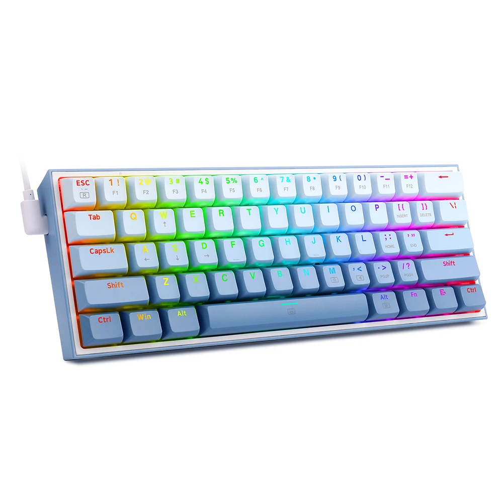 Bouton de placage punk clavier mécanique filaire lumineux jeux d'ordinateur  (couleur: bleu ciel) pour Windows/Mac/PC/ordinateur portable()
