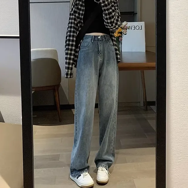 Printemps et été nouveau jean Slim taille haute pour les femmes Niche décontracté ample mince pantalon de sol pantalon à jambes larges pantalon à la mode 6