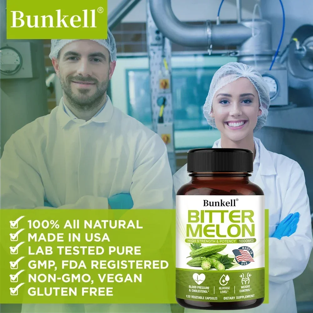 Bitter Melon 1000mg Capsules Supports Healthy Blood Pressure and Cholesterol Glucose Levels