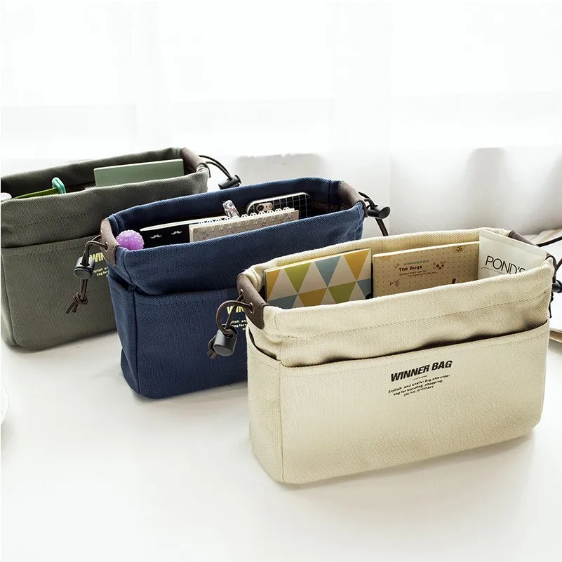 Canvas Purse Organizer Bag Inner Insert with Compartment Makeup Handbag with Lots of Pockets Lightweight Fit Giving Structure Makeup Organizer Cosmetic Bag Cosmetic Storage Bag Toiletry Bag Makeup Bag Cosmetic Case Purse Organizer Insert