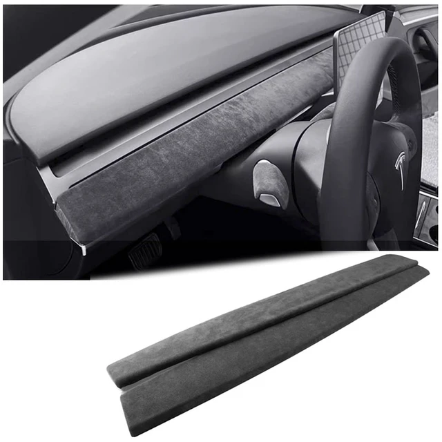 Adornos de Alcantara negra para Tesla Model 3/Y, decoración Interior, Panel  adhesivo de modificación de madera para salpicadero Y puerta - AliExpress