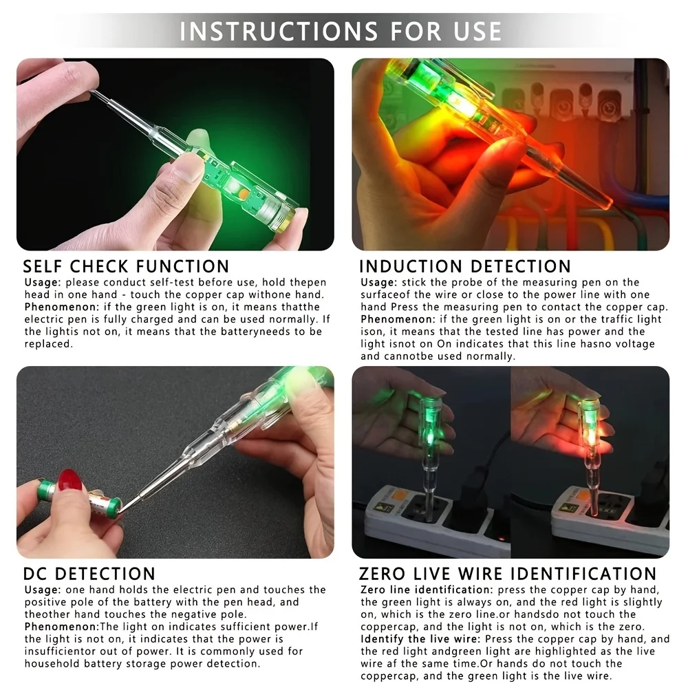지능형 전압 테스터 펜 AC 비접촉 유도 테스트 연필 전압계 전력 검출기 전기 스크루 드라이버 표시기