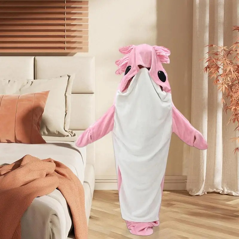 

Wearable Blanket Hoodie Cute Salamander Sleeping Bag Multifunctional Comfortable Cosplay Costume Throw Blanket for home supplies