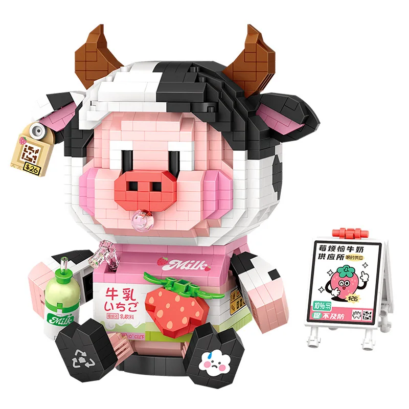 LOZ 8135 Diamond Building Blocks Cartoon Figures Animals Milk Cow