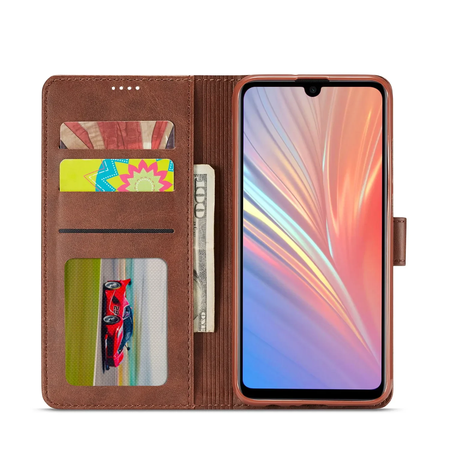 Luxurious Leather Wallet Flip Cover for Smartphones - Premium Protection and Style
