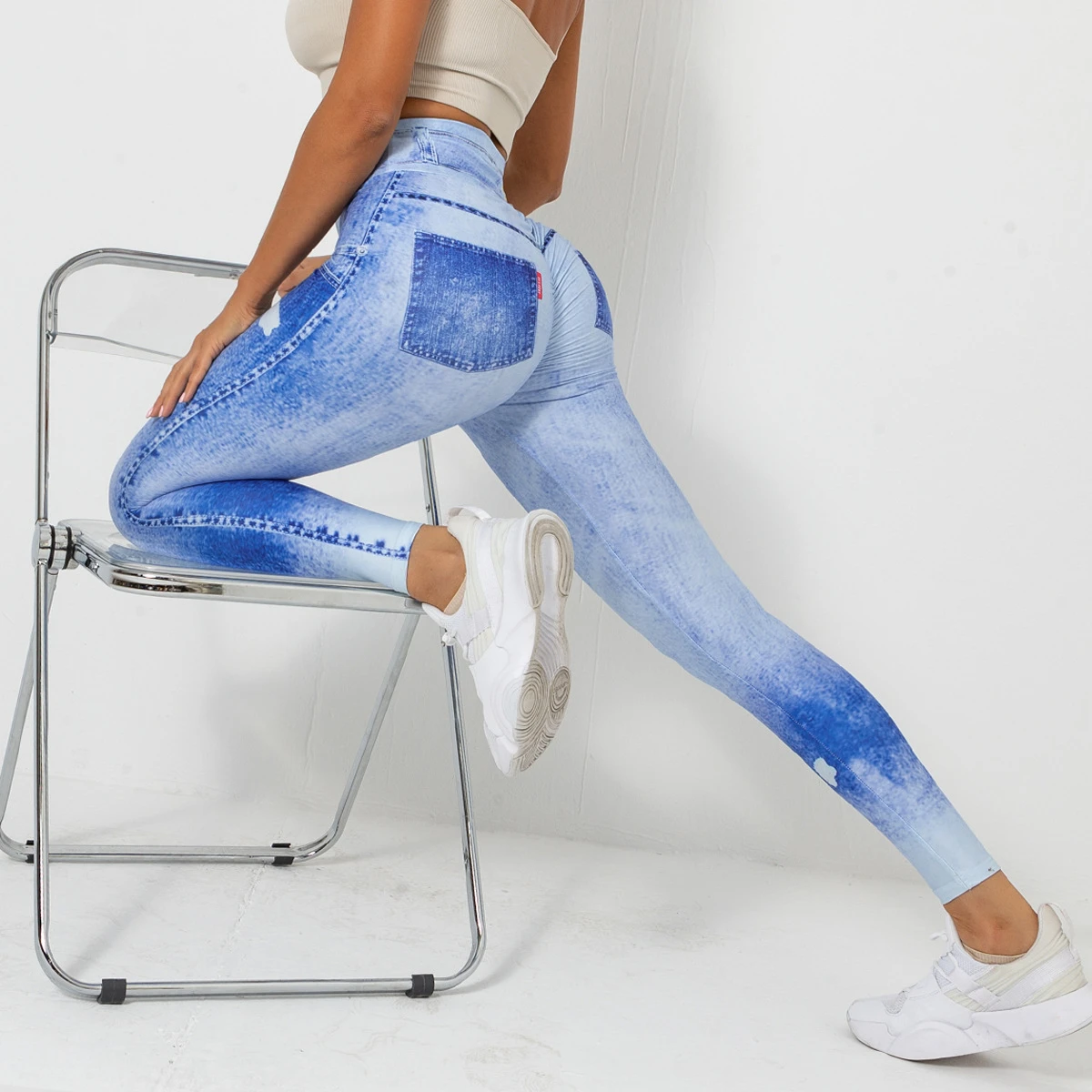 Imitation Denim Leggings Sexy Print Imitation Jeans Legging High Waist  Stretch Yoga Pants For Female Clothing Casual Trousers| | - AliExpress
