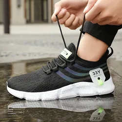 Breathable Classic Running Sneakers - Lightweight Mesh Slip-On Shoes - 42 (Black White)