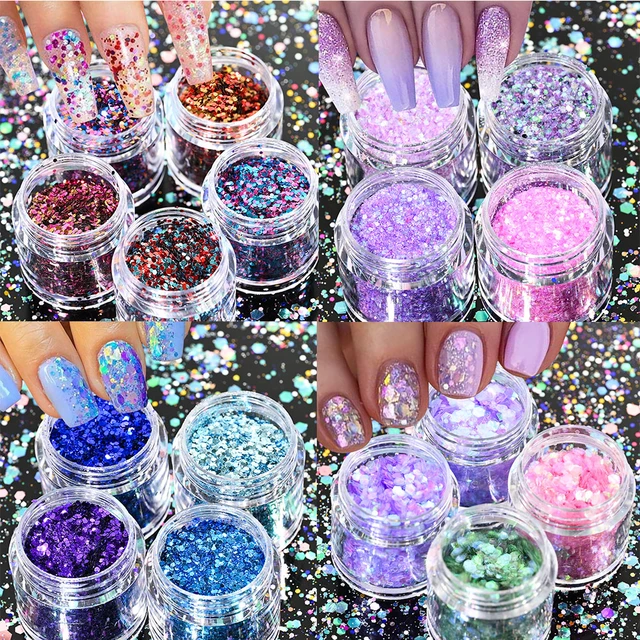 Holographic Chunky Glitter Sequins For Nail Art Decorations Mix Laser  Hexagon Shape Sparkly 3d Flakes Paillette Nail Accessories - Rhinestones &  Decorations - AliExpress