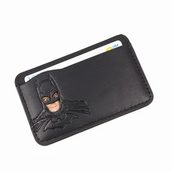 Slim Leather Card Holder Wallet with Superhero Mask Design - Ideal Gift for Dad, Son, Boyfriend, or Husband on Special Occasions (Black(Style B))