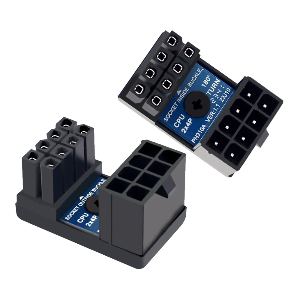 

chenyang ATX 8Pin EPS 12V 180 Degree Angled Power Socket Inside Buckle Connector Adapter for CPU 2Pcs/Set