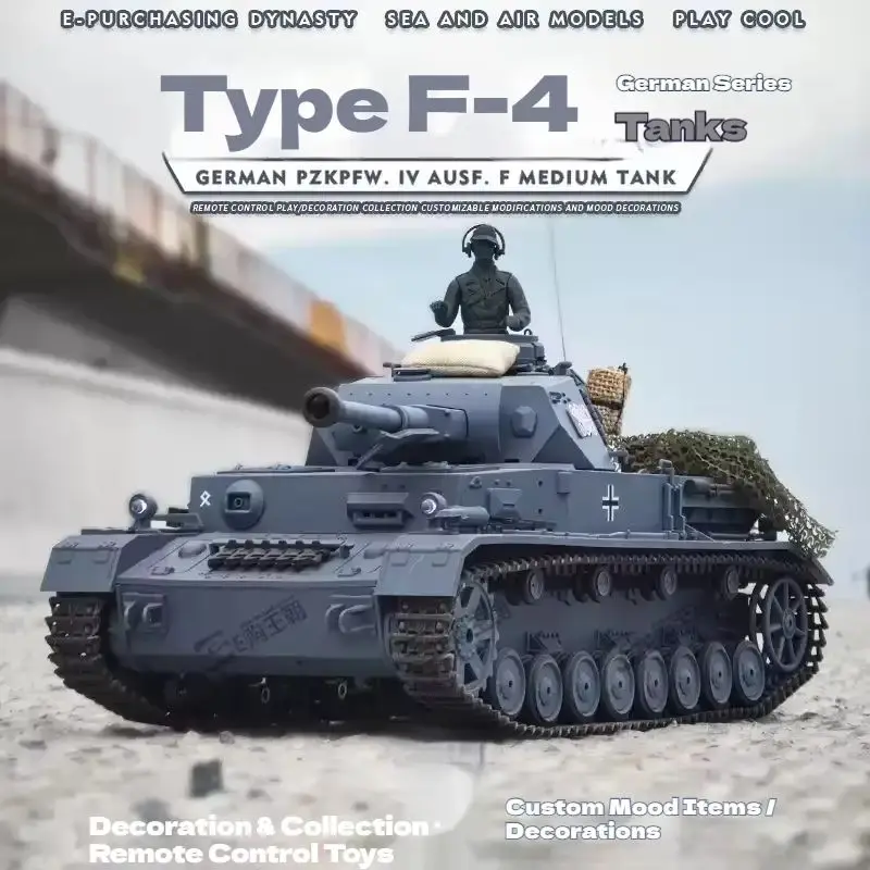 헝롱 무선 조종 탱크 1/16 스케일 RC 팬저 4호 F2 3859 전동 발사 가능 시뮬레이션 모델 컬렉션 성인용 장난감 선물