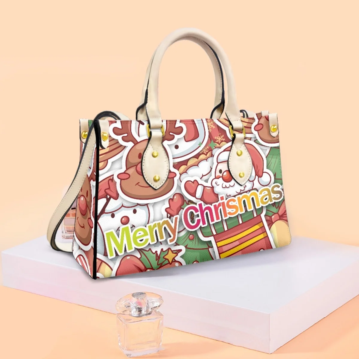 Merry Chrismas Fashion Women Cross Body Bags Leather Cute Elk Snowman Handbags Top-Handle Small Messenger Bag Girls Bolsos New