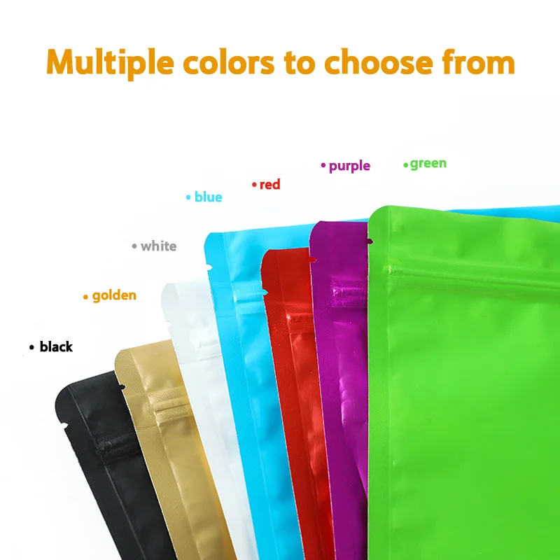 Self-Sealing aluminum foil bag resealable matte self-supporting food packaging bag with display window color printable food storage bag