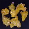 Natural Healing Gemstone Crystal Irregular Electroplating Yellow  Aura Quartz Crystals Cluster Raw Stone Hand craft Deco 6