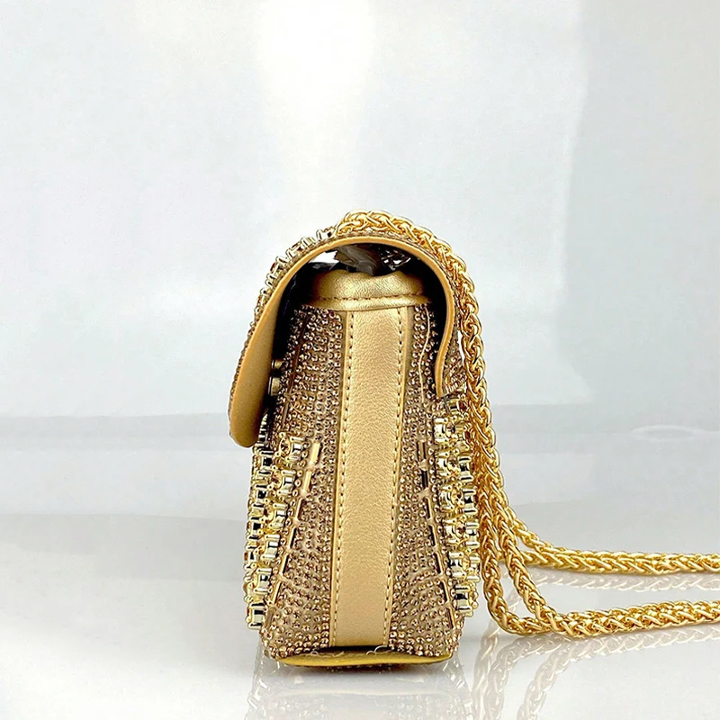 Luxury Gold Diamond Shoulder Bag for Women Party Messenger