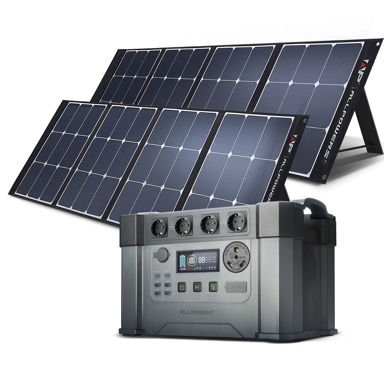 Caricabatterie Solare Pieghevole Impermeabile Allpowers 200 / 400W Pannello Solare Monocristallino Con Powerstation 1500Wh Per Camper Domestico Off-Gr