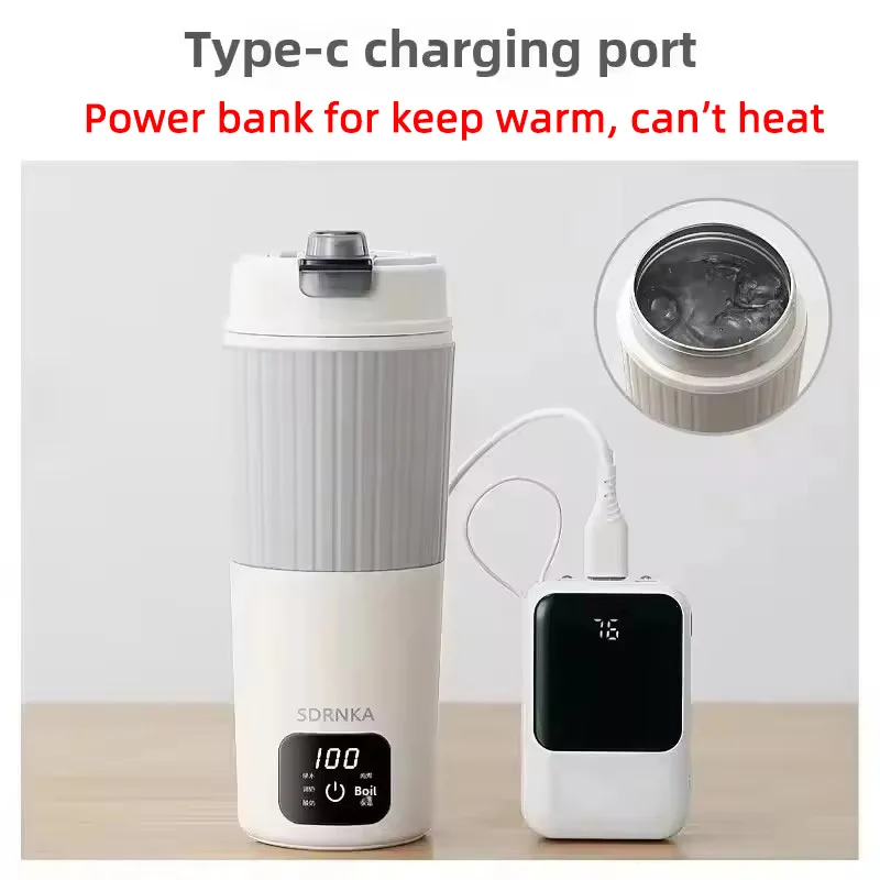 650ml Portable Electric Kettle Travel Boil Water Cup Thermo Pot Smart Teapot Temperature Adjustment Kettle Heating Cup 220V 2