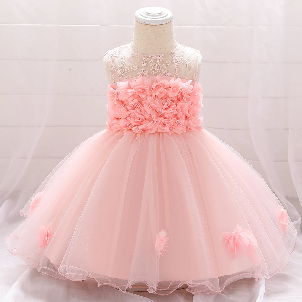 Vestido de fiesta de bautismo para niña pequeña, vestido de tul para bebé, flor, 1er cumpleaños, princesa blanca, boda infantil, vestido de graduación de princesa