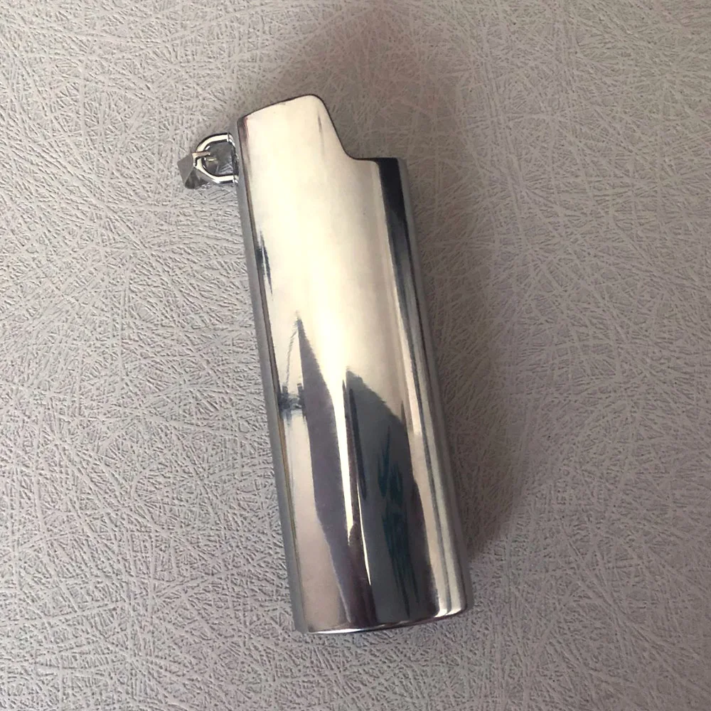 Metal Full Size Lighter Case with Chain Necklace Pendant - Trendy Hip Hop Jewelry Cover Holder