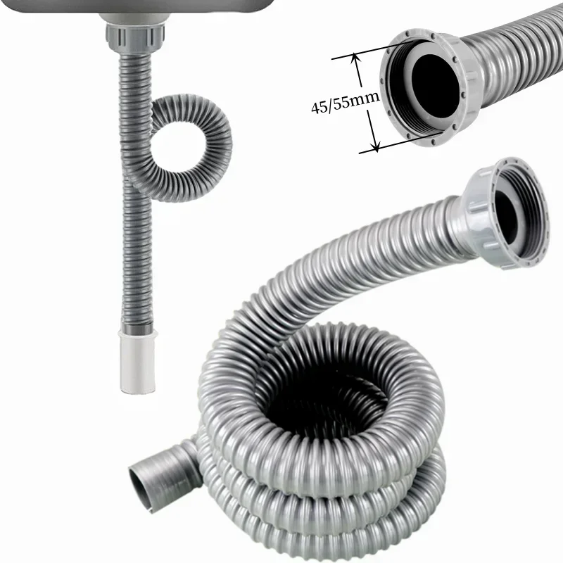 Drain Hose 1PC Kitchen Sink Lower Pipe Flexible Retractable Basin Water Drain Tube 45/55mm Joint Outlet Water Hose Bathroom Accessories