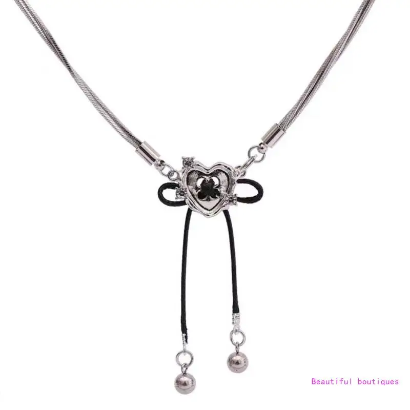 

Fashionable Love Heart Pendant Necklace Tassels Neckchain Gift for Women Girls DropShip