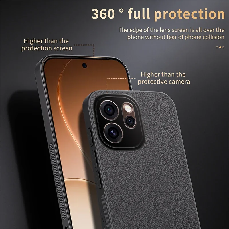 Retro Lychee Pattern Leather Case - Skin-friendly, Magnetic Charging, Matte Shockproof Bumper Cover