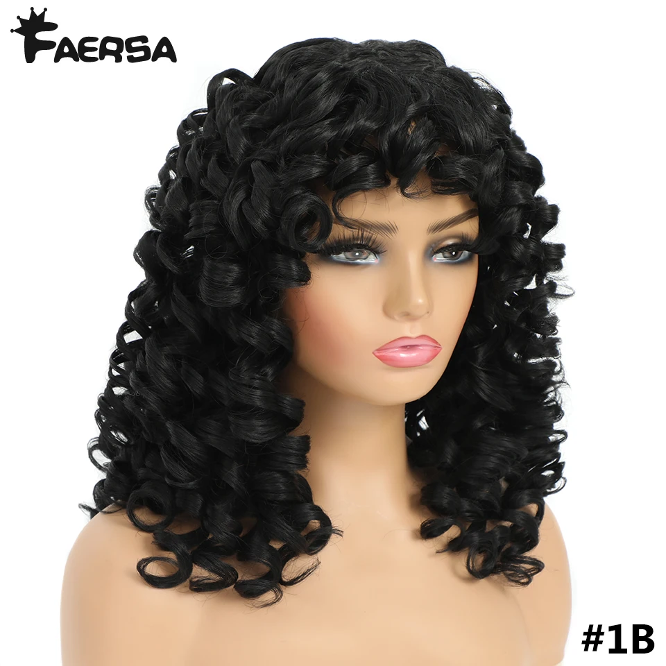 Long Curly Wig with Bangs Big Curly Synthetic Hair Cosplay Wigs for Women  Blonde Black Ginger African American Afro Wig - AliExpress, image size:960x960