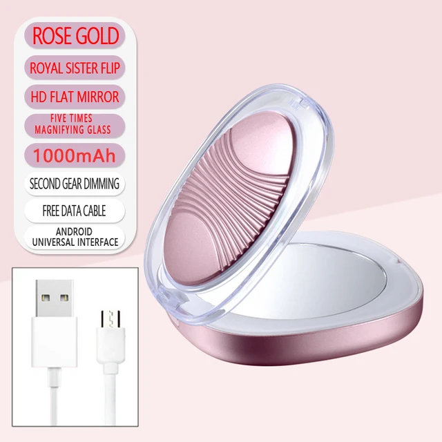 Mini specchio per il trucco portatile con luci a LED, ingrandimento 10X, pieghevole, con 12 LED, specchio per il trucco tascabile, strumento di bellezza e cosmetici_voghion.com