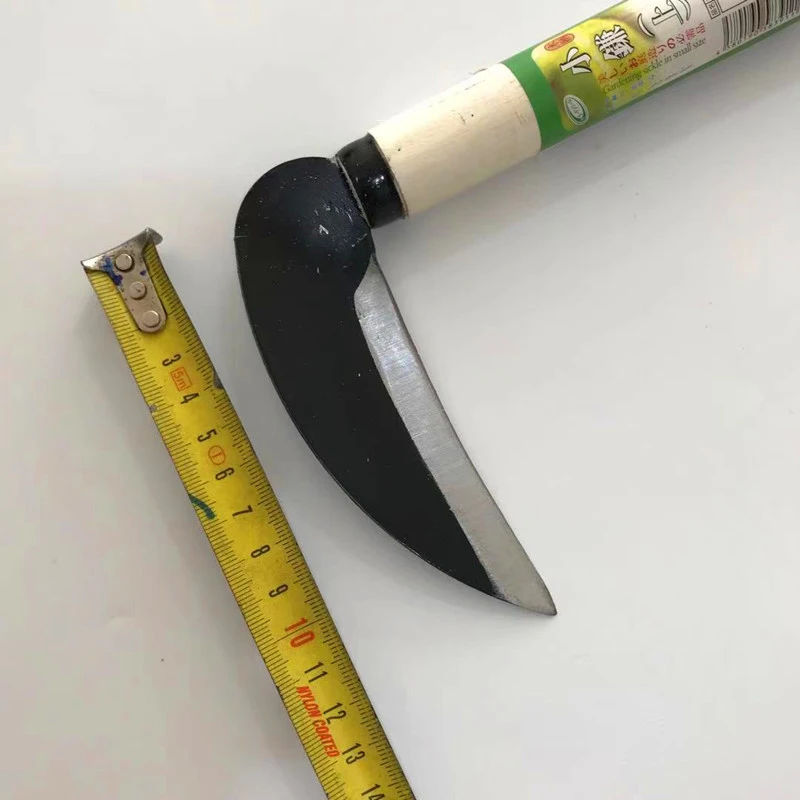 Sharp Grass Sickle Lightweight Steel Machete Knife Wooden Handle Hand Sickle Hand Scythe for Weeding Garden Pruning Tools