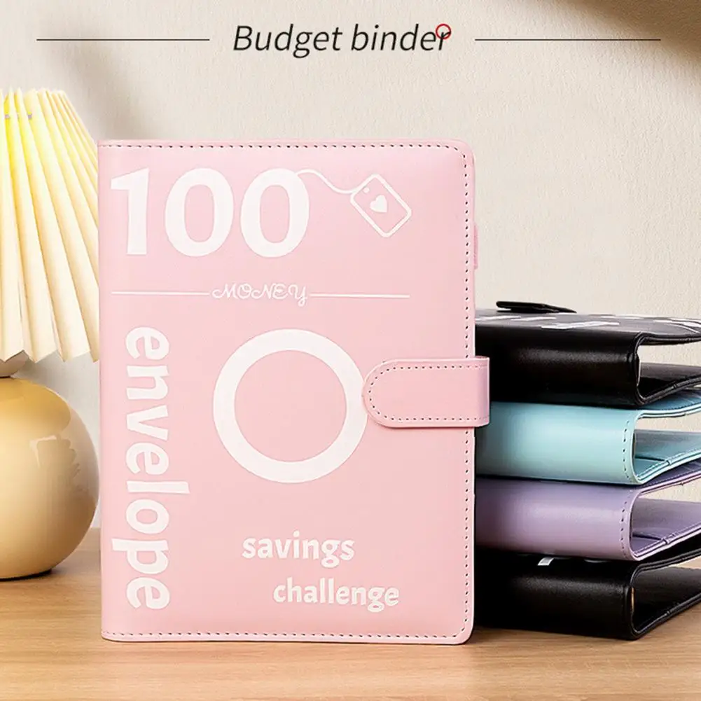 

100 Envelopes Money Saving Challenge Binder with Laminated Tracker Water-Resistant Budget Binder with Cash Envelope