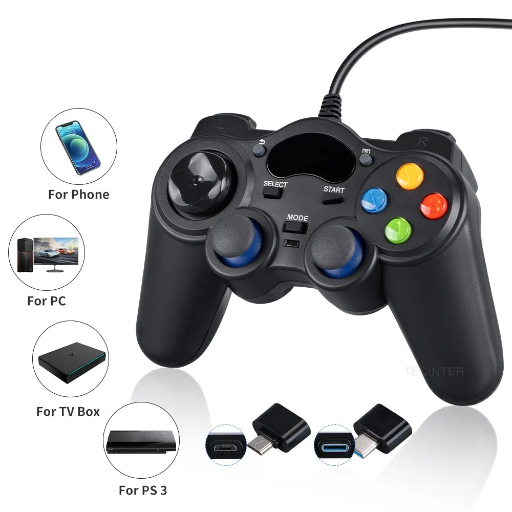Gamepad com fio para android/set-controlador de usb caixa superior para ps3  console acessórios joystick controlador de jogo de computador joypad
