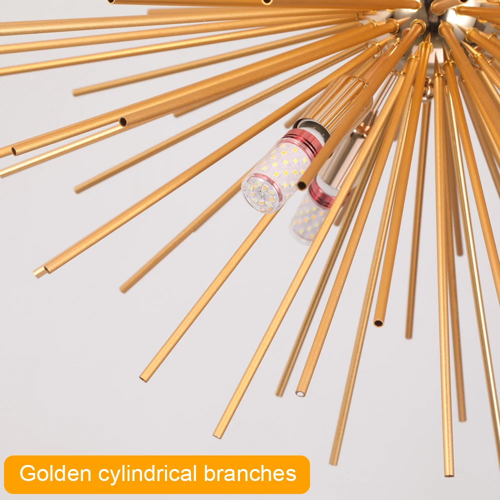 Led Firework Gold Chandelier Modern Pendant Light Ceiling Lamp Dining Room Kitchen Island Nordic Luminaire Home Decor Fixture