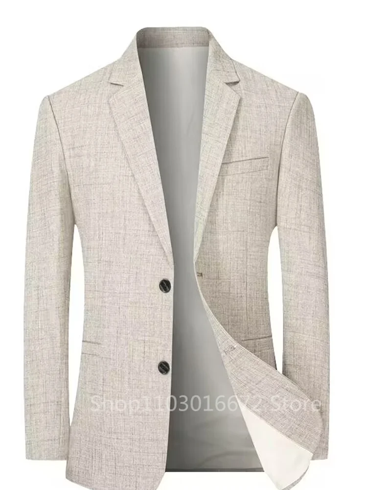 Men Suits Jackets Beige/Blue Men Suit Linen Blazers Jackets Business Casual Suit Designer Coats New Spring Summer Formal Wear Slim Fit Blazers