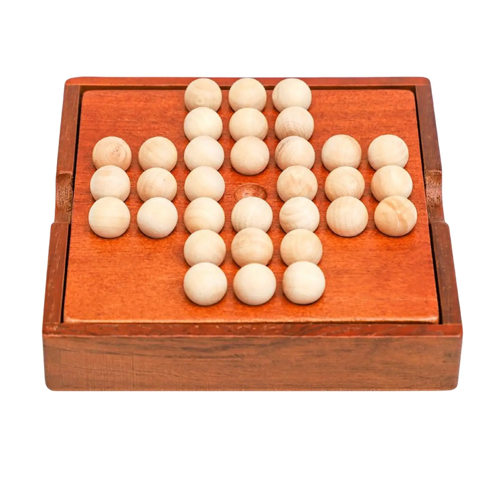 Classic Wooden Solitaire Board Game Mind Brain Teaser Jump Marbles Intellectual Development IQ Puzzle for Adults and Children