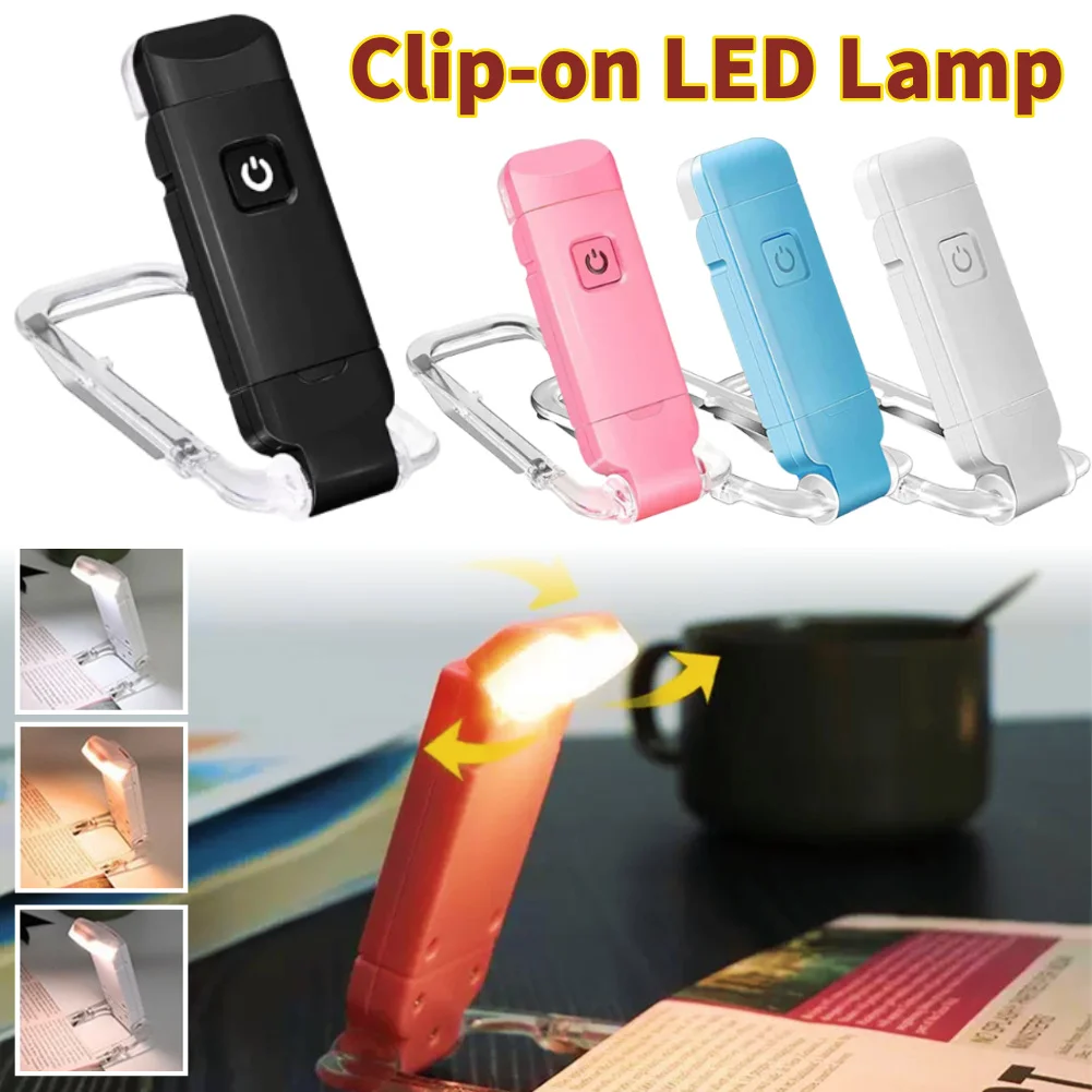 LED Desk Lamp Rotatable USB Rechargeable Book Light Eye Protection Night Light Portable Clip Desk Bookmark Read Night Lamp