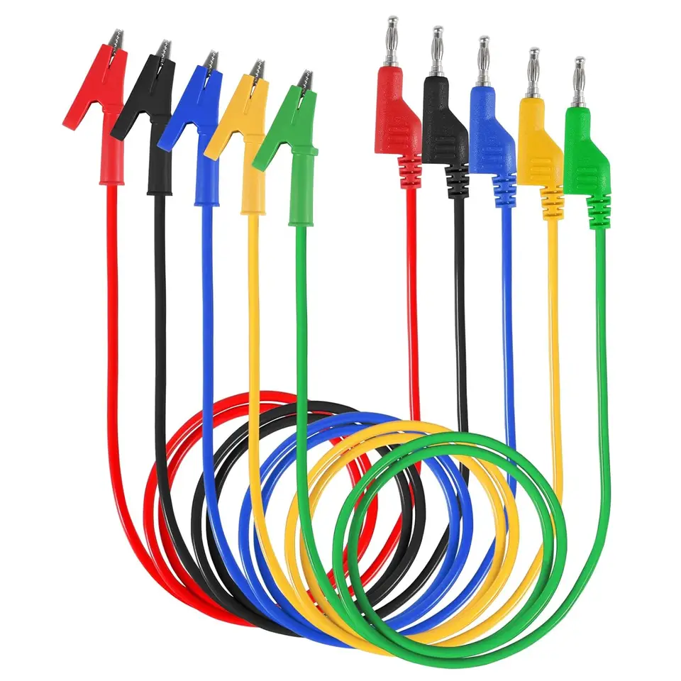 2 Puntali Per Multimetro Con Connettori Banana 4mm E Clip A Coccodrillo – Cavi Da 1m, 1000V, 15A