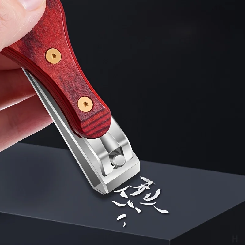 Single nail clippers household anti-splash nail clippers wooden handle texture portable sharp multi-purpose nail clippers 4