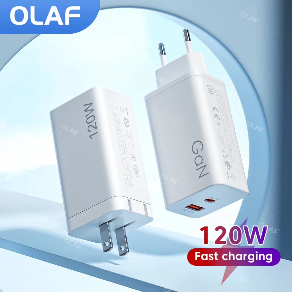 

Olaf 120 Вт Gan USB C зарядное устройство для быстрой зарядки Тип C PD мобильный телефон зарядное устройство адаптер для iPhone 13 12 Samsung Xiaomi Huawei