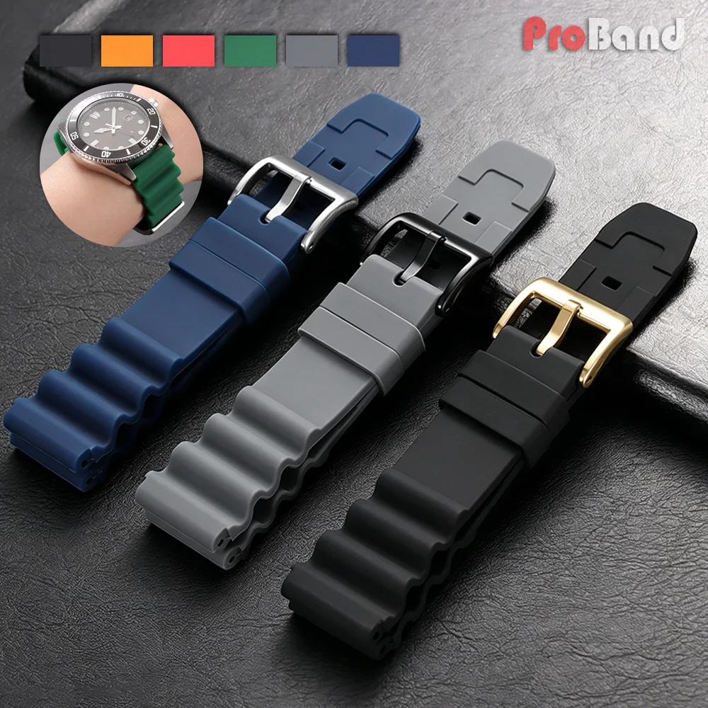 Silicone Waterproof Diving Watch Band - 20mm/22mm Sports Strap