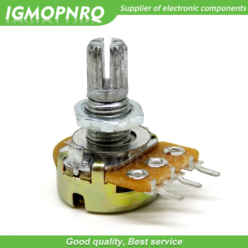 100 stücke wh148 b1k b2k b5k b10k b20k b50k b100k b500k 3pin 15mm Wellen verstärker Dual Stereo Potentiometer 1k 2k 5k 10k 50k 100k