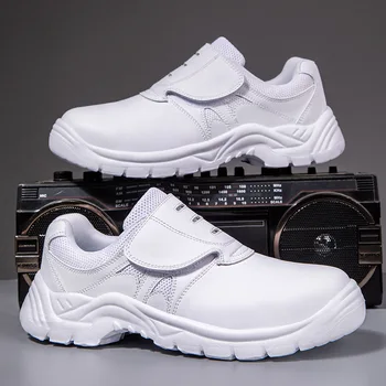 Scarpe antinfortunistiche da lavoro bianche per uomo Donna Scarpe da lavoro con puntale in acciaio Scarpe di protezione di sicurezza alla moda Stivali antinfortunistici antiforatura 1