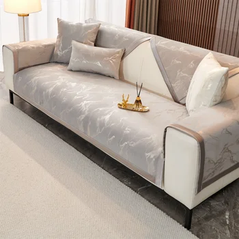 Marble Velvet L-Shaped Sofa Cover 1
